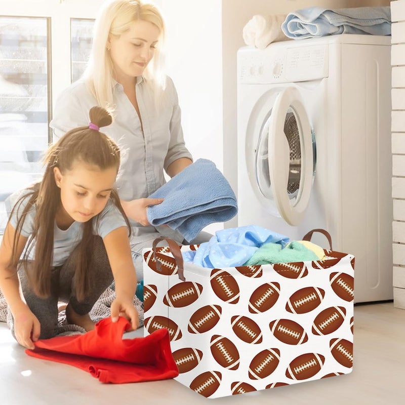 FXOCSHE FXOLCSHE Rectangular Football Basket,Toy Organizer,Gift basket with handles,Kids Toys Storage Basket,Gift Box,Room decor (Footballs) - Image 5